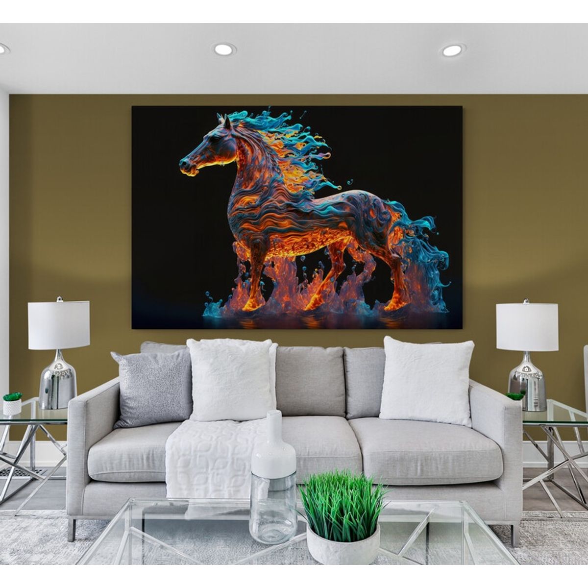 TAYRONA STORE - Cuadro En Lienzo Para La Sala Caballos 217 50x35cm