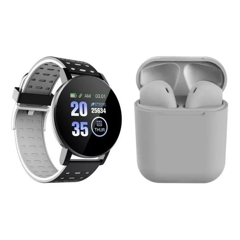 GENERICO - Reloj Smartwatch Inteligente Tactil GRAY + I12 Audifono Bluetooth.