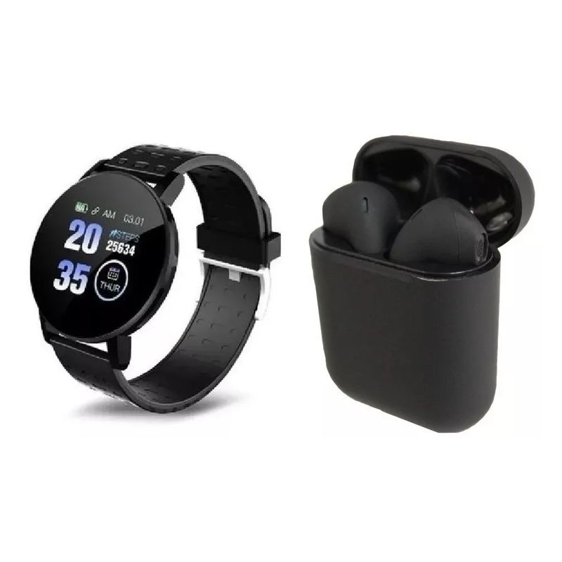 GENERICO - Reloj Smartwatch Inteligente Tactil black + I12 Audifono Bluetooth.