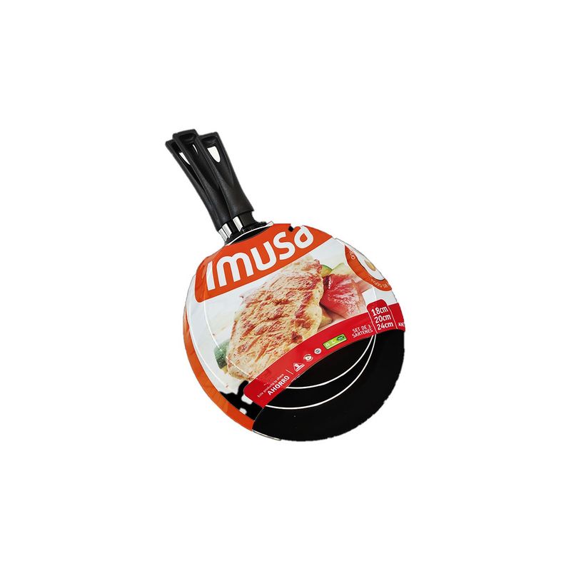 IMUSA - Juego De Sartenes Plancha Antiadherente Imusa Pack X3