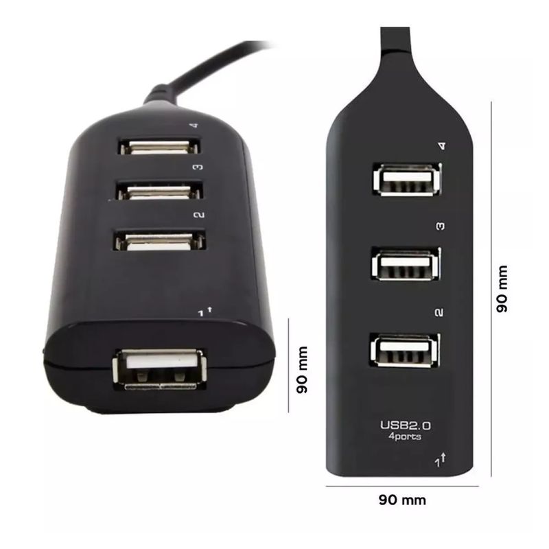 GENERICO - Hub 2.0 Usb 4 Puertos Extension Multiplicador Adaptador