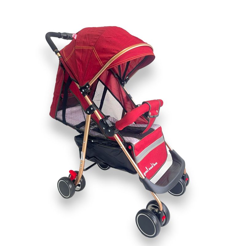 KIDSHOP - Coche Paseador Fino Reclinable Cierre Fácil Rojo 8076