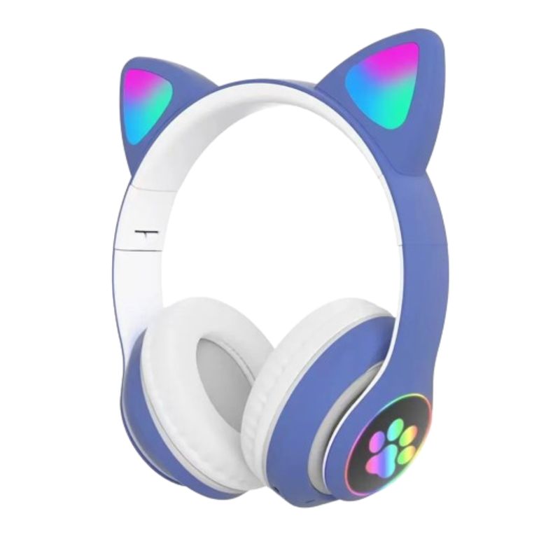 GENERICO - Diadema Inalámbrica Orejas Gato Luces Led Rgb Bluethooth 23m - Azul