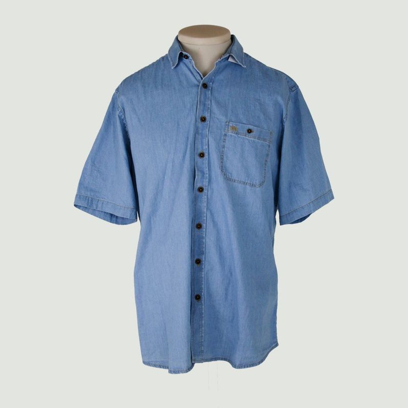 L Y H - Camisa Para Hombre Manga Corta Azul Marca L&H