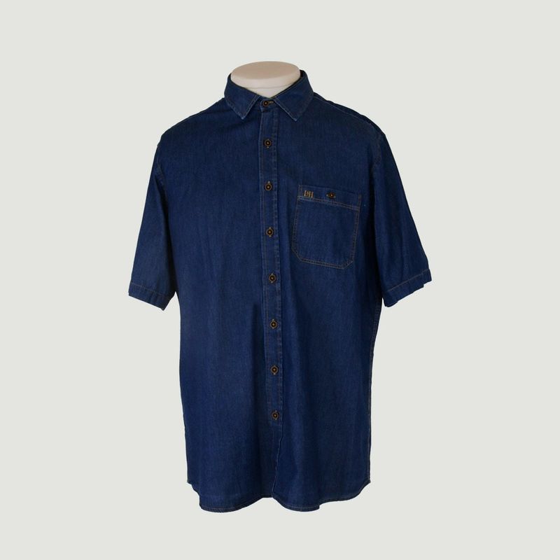 L Y H - Camisa Para Hombre Manga Corta Azul Marca L&H