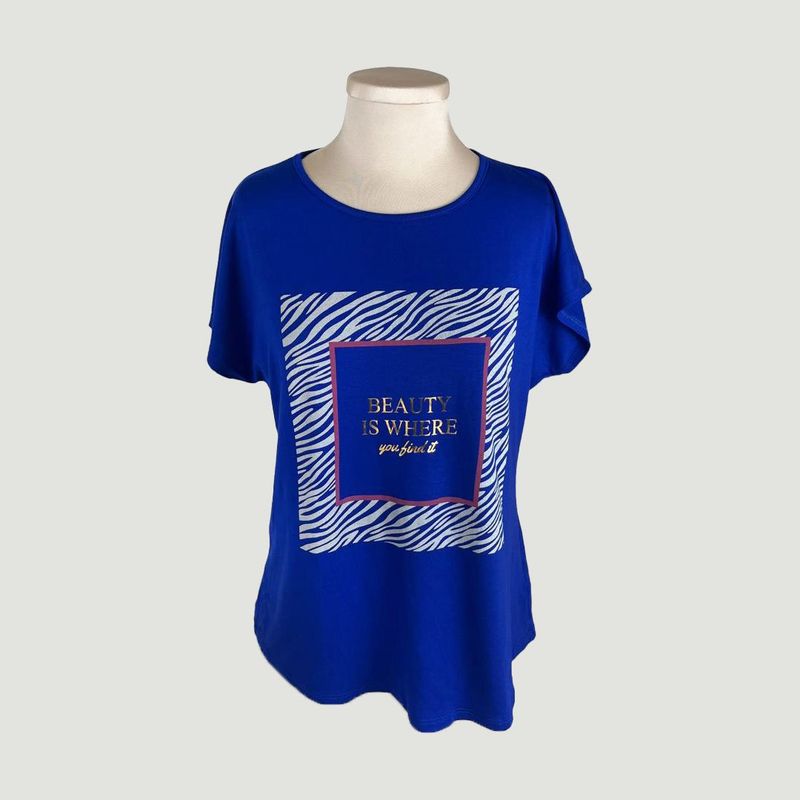 L Y H - Camiseta Para Mujer Manga Corta Azul Marca L&H