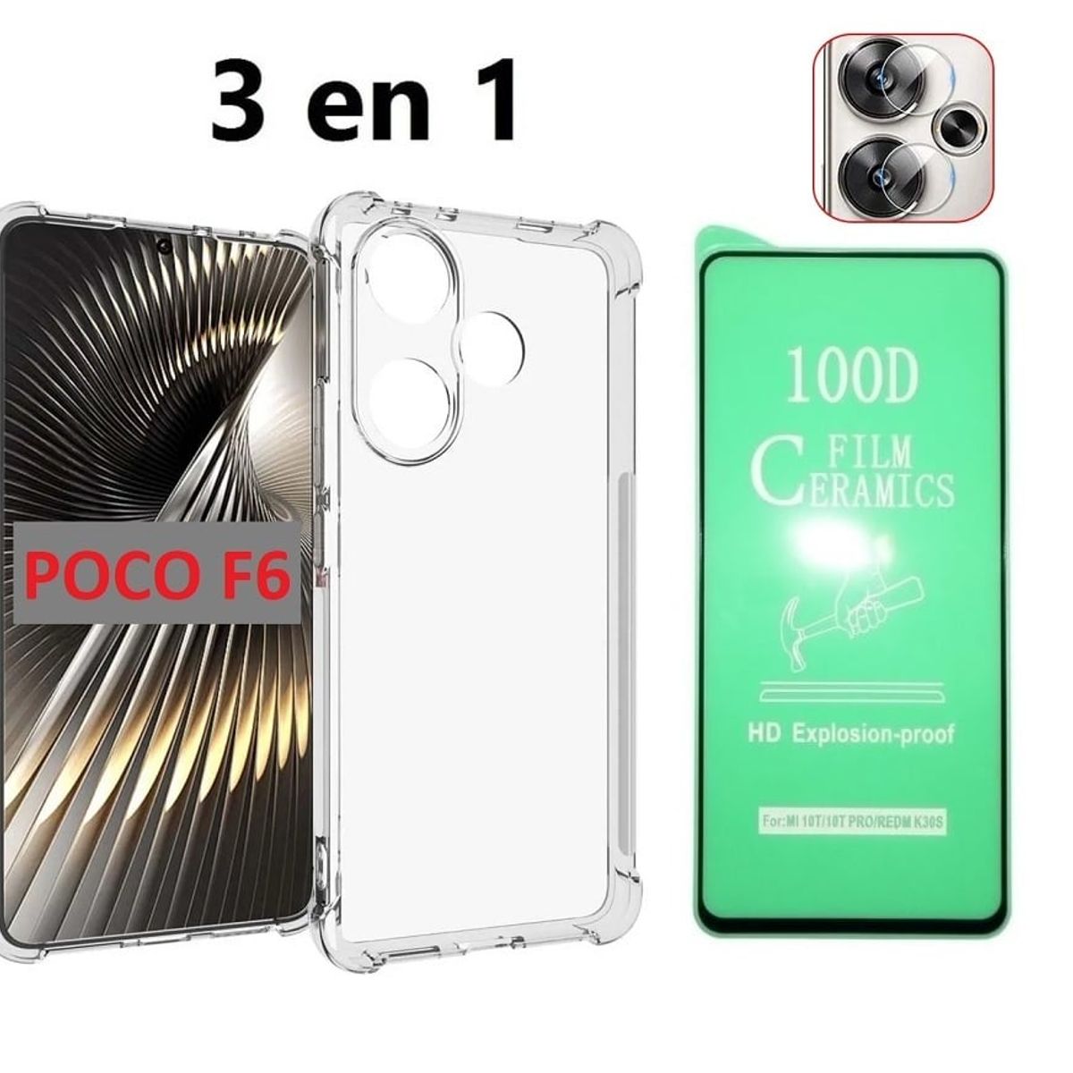 GENERICO - Estuche para Poco F6 + Vidrio Cerámico + Vidrio Cámara