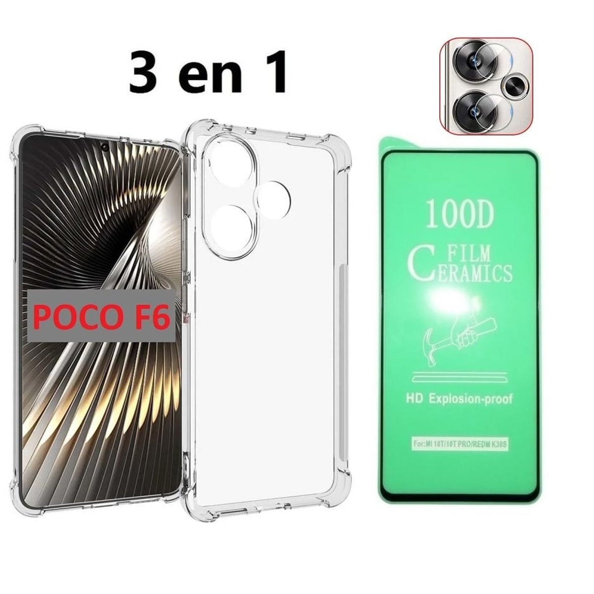 GENERICO - Estuche para Poco F6 + Vidrio Cerámico + Vidrio Cámara