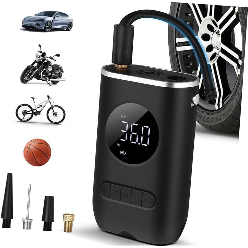 GENERICO - Compresor Portátil Recargable Carro Moto Balón
