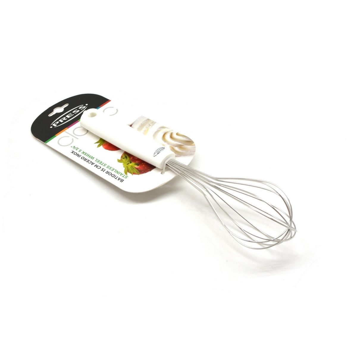 PRESS - Batidor Manual de Cocina 15 cm en Acero Inoxidable PRESS 76307 Blanco