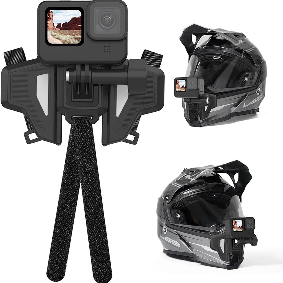 GENERICO - Soporte frontal de Casco para cámaras Insta360 y Gopro Naranja Gris