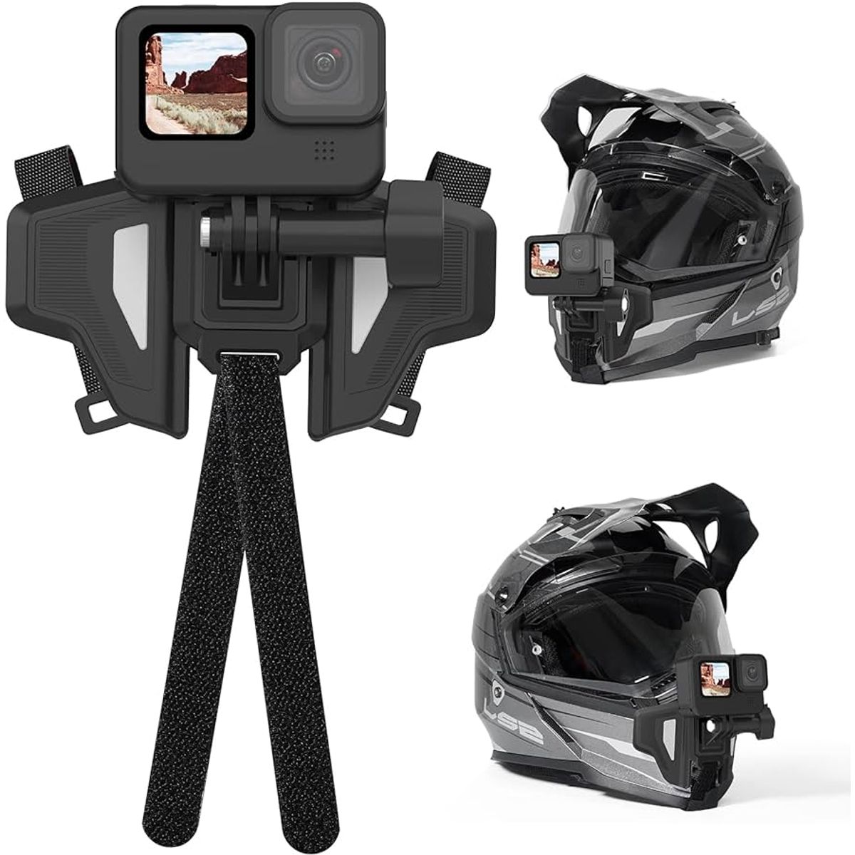 GENERICO - Soporte frontal de Casco para cámaras Insta360 y Gopro Naranja Gris