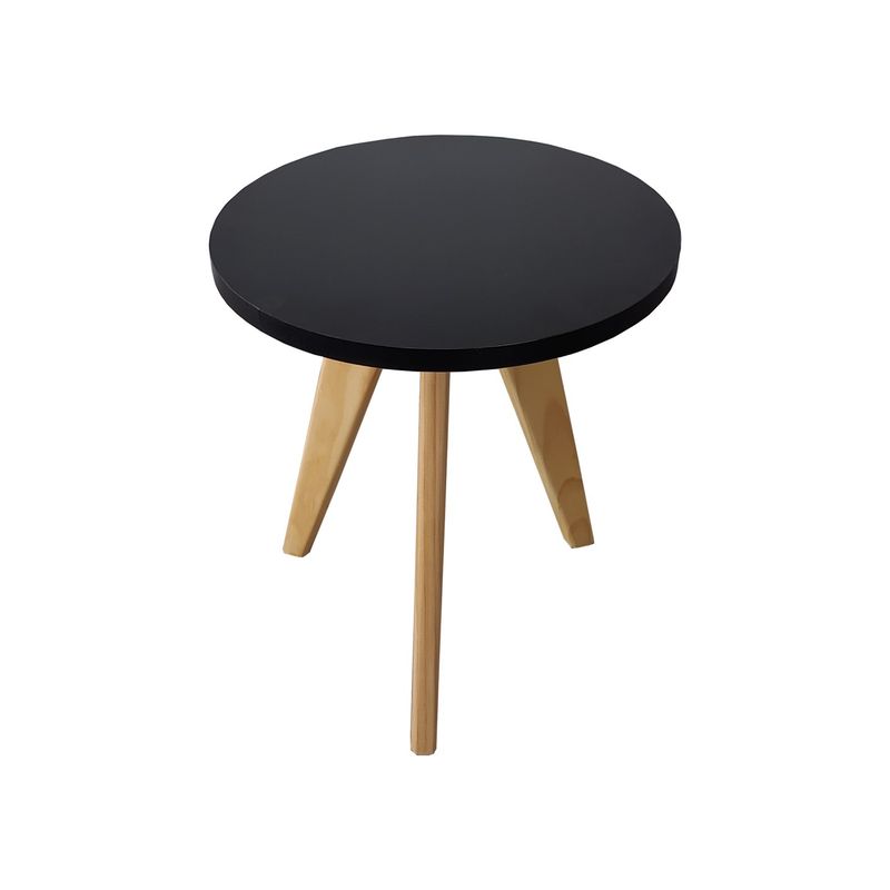 GENERICO - Mesa Auxiliar Centro Circular Pequeña NEGRO Estilo Nórdico 30x35 cm