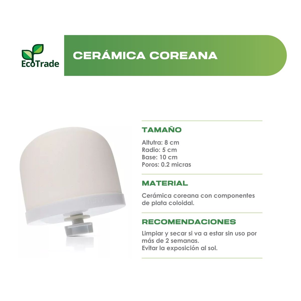 ECOTRADE FILTERS - Repuestos Cerámica Purificador Agua Kit por 4 Ecotrade