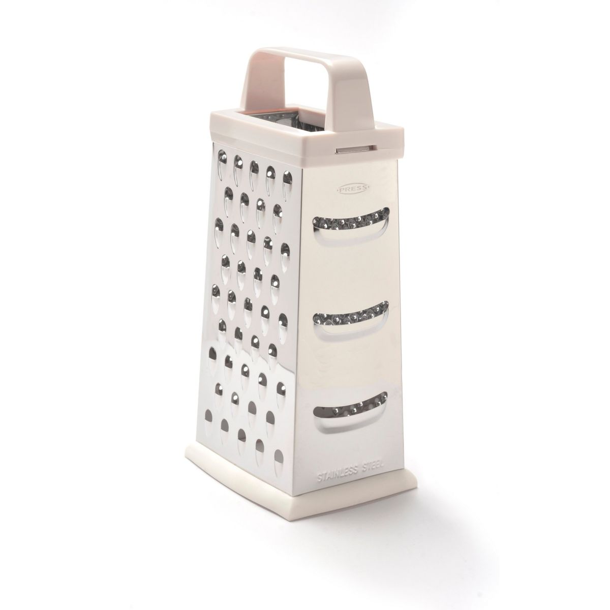 PRESS - Rallador Rallo de Cocina 4 Caras en Acero Inox 23 cm PRESS Blanco