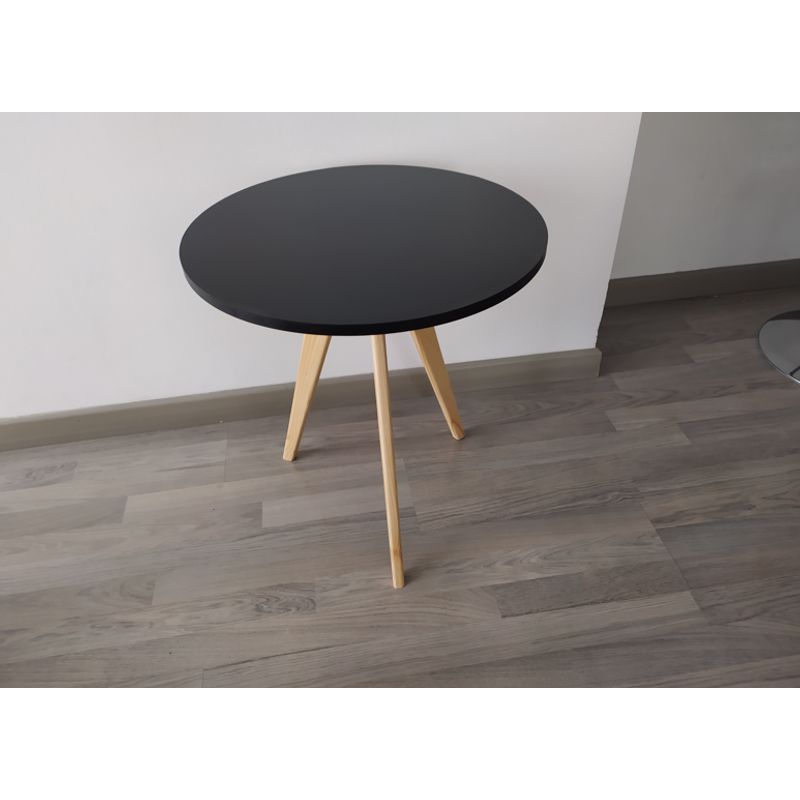 GENERICO - Mesa Auxiliar Centro Circular Grande NEGRO Estilo Nórdico 50x55 cm