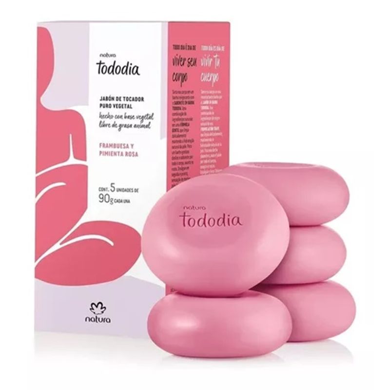 NATURA - Set de 5 Jabones Tododia Frambuesa y Pimienta Rosa Natura