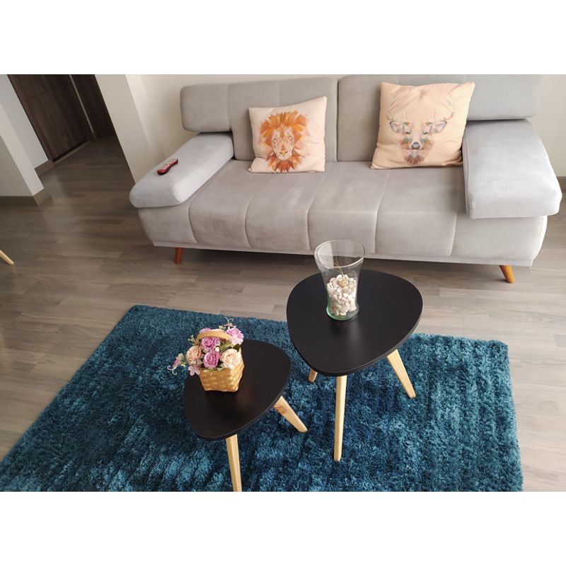 GENERICO - Mesa Auxiliar Centro Triangular Huevo Mediana NEGRO 40x45 cm