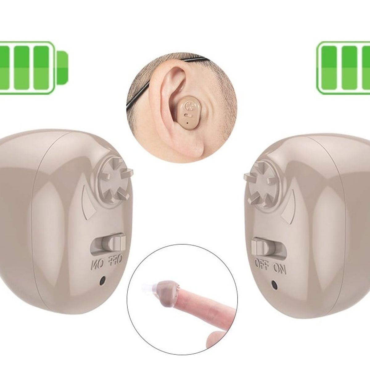 GENERICO - 2 Super Audifonos Amplificadores De Sonido Recargables ITE Sordera