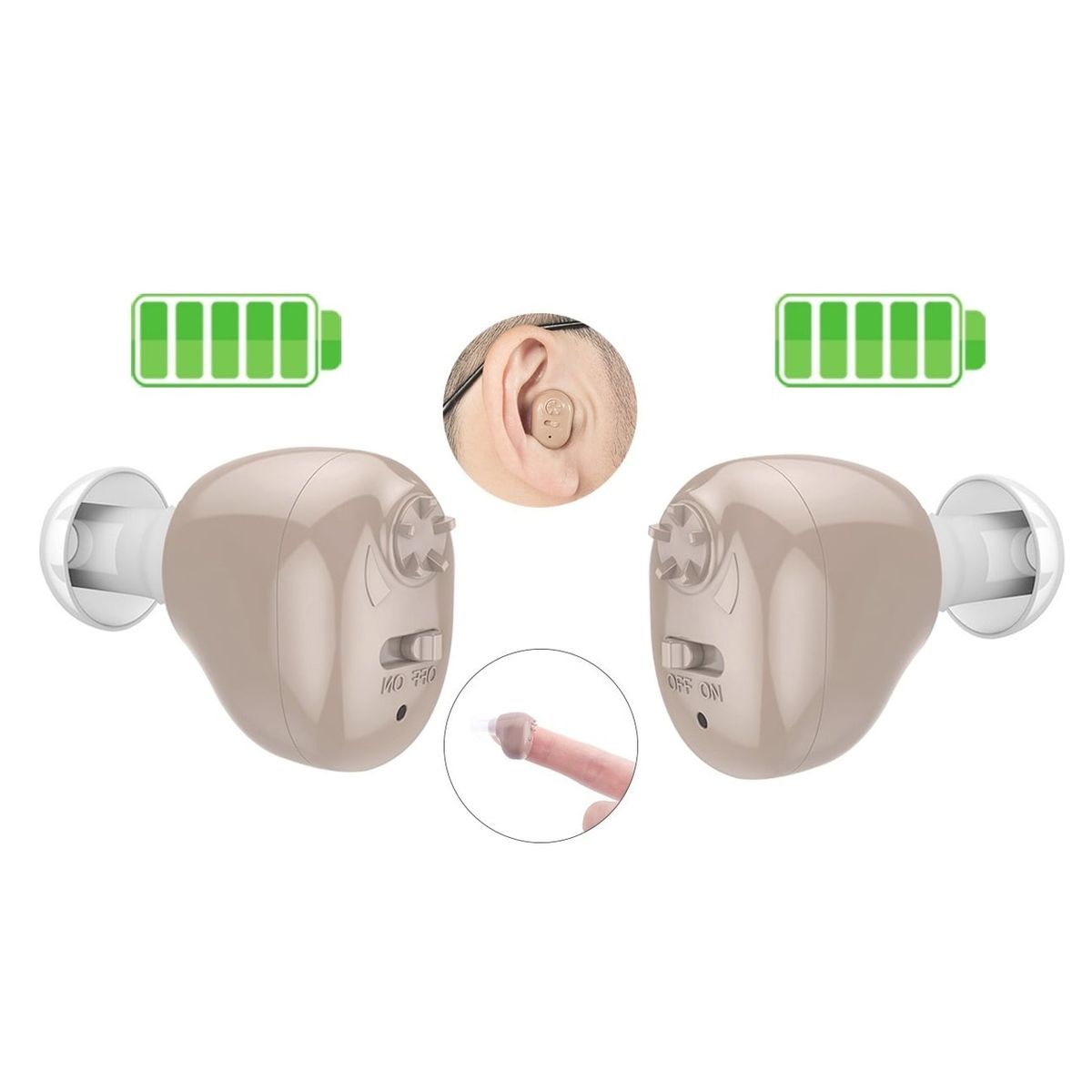 GENERICO - 2 Super Audifonos Amplificadores De Sonido Recargables ITE Sordera