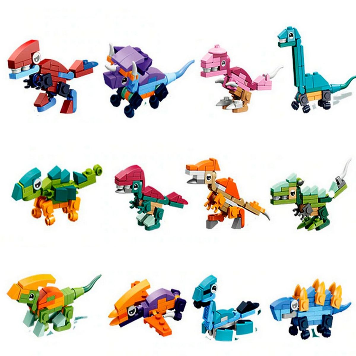 DAYOSHOP - Dinosaurio Figura Armable Pack X 12 Dinosaurios Didactico