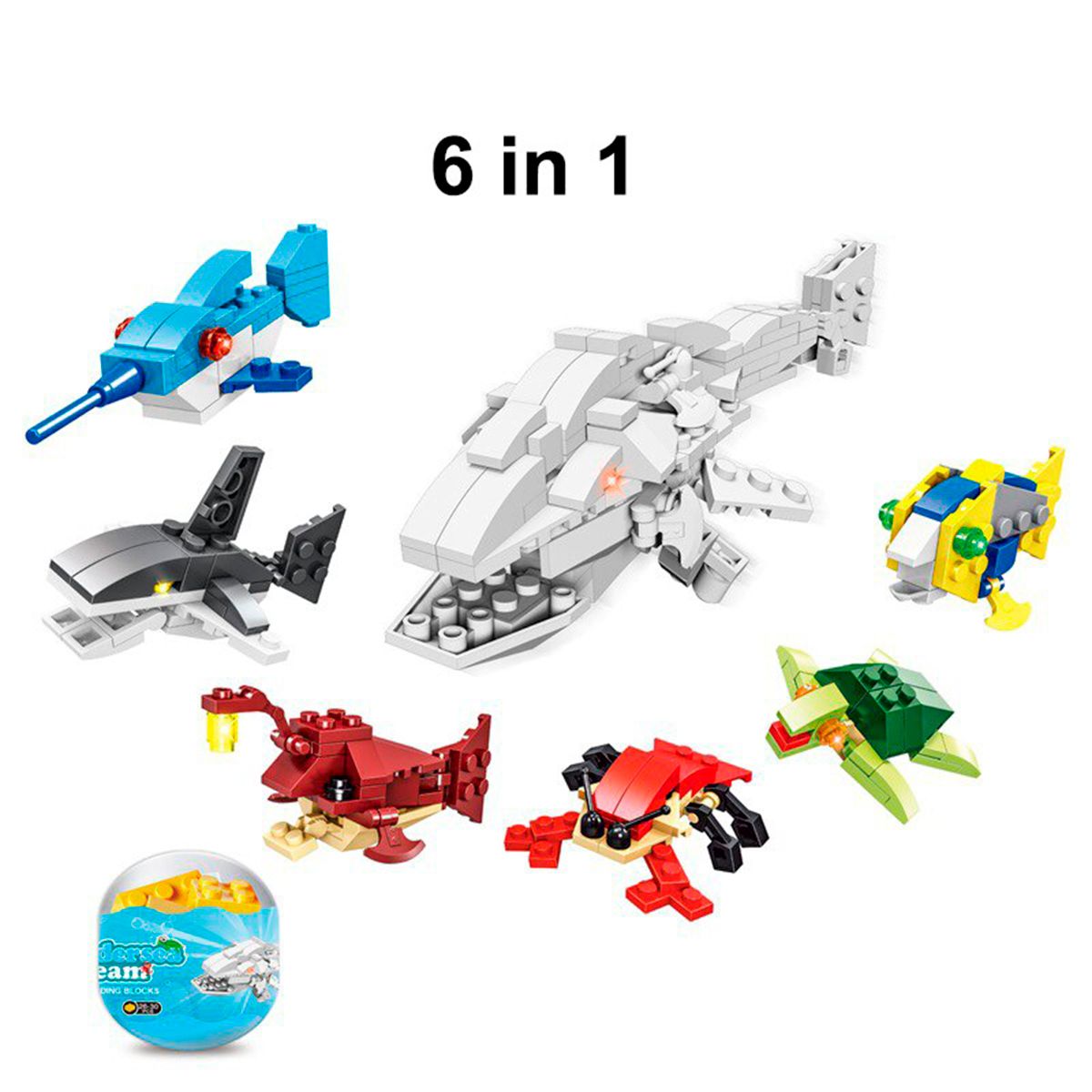 DAYOSHOP - Juguete Armable Animales Marinos Acuaticos Niños X 6 Und