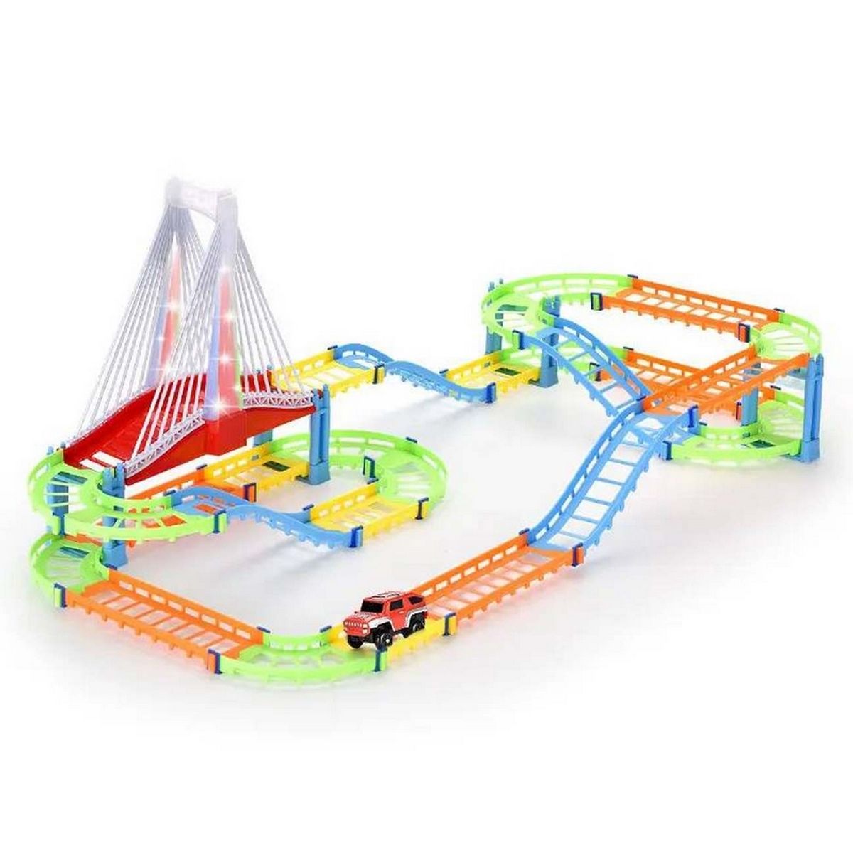 DAYOSHOP - Pista De Puente Carro Camioneta Luces Juguete + Baterias