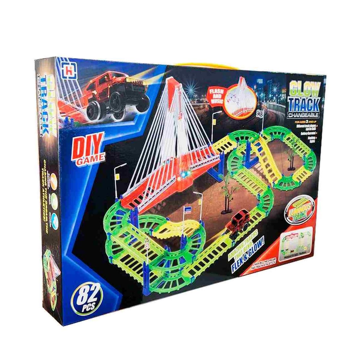 DAYOSHOP - Pista De Puente Carro Camioneta Luces Juguete + Baterias