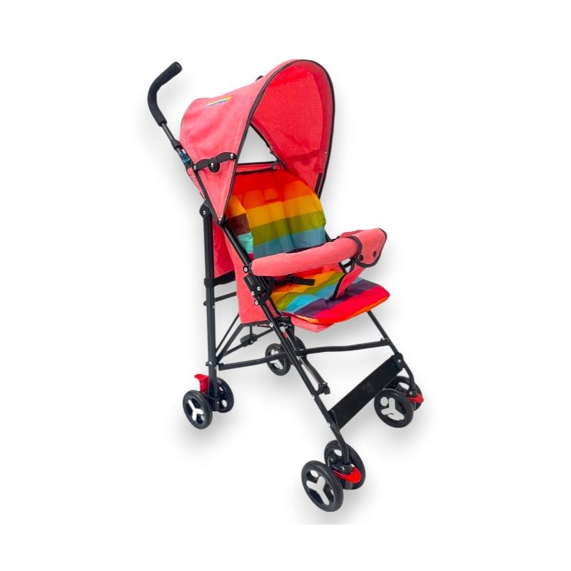 KIDSHOP - Coche Paseador Para Bebe Cierre Facil Multicolor Rosado 8033