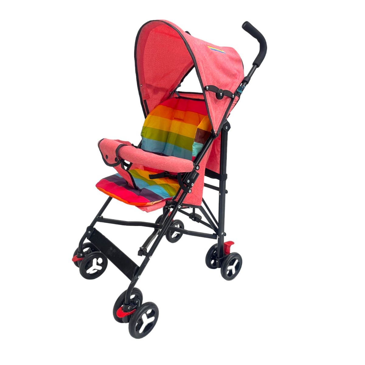 KIDSHOP - Coche Paseador Para Bebe Cierre Facil Multicolor Rosado 8033