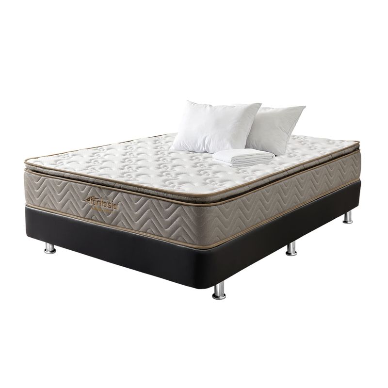 COLCHONES FANTASIA - Combo Doble Litium Pillow+basecama Negro+2almohadas+protecto