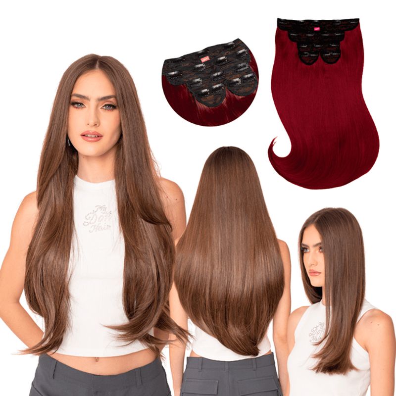MY DOLL HAIR - Extensión de cabello Cosmopolitan 22 pulgadas - Borgoña