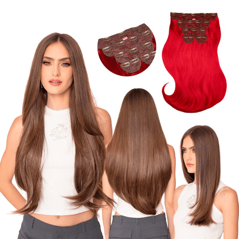 MY DOLL HAIR - Extensión de cabello Cosmopolitan 22 pulgadas - Rojo
