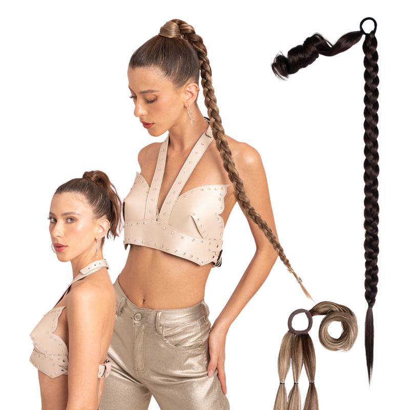 MY DOLL HAIR - Ponytail Trenza Braid It XL 34 pulgadas - Castaño Chocolate