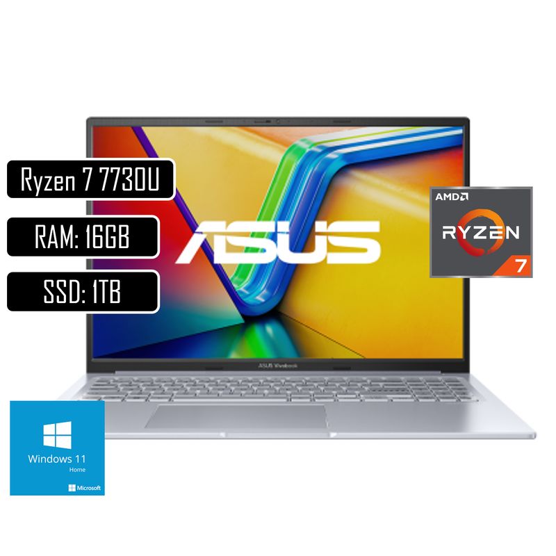 ASUS - PORTATIL ASUS AMD RYZEN 7-7730U SSD 1TB RAM 16GB LED 15,6 FHD