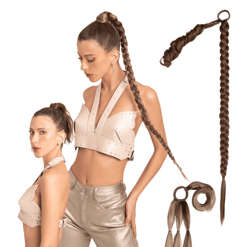 MY DOLL HAIR - Ponytail Trenza Braid It XL 34 pulgadas - Rubio Oscuro Cenizo