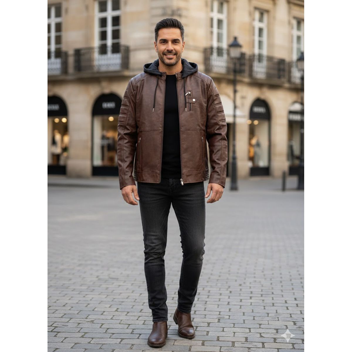 THE CLOTHING COMPANY - Chaqueta Hombre Cuero Sintético Smooth-Negro