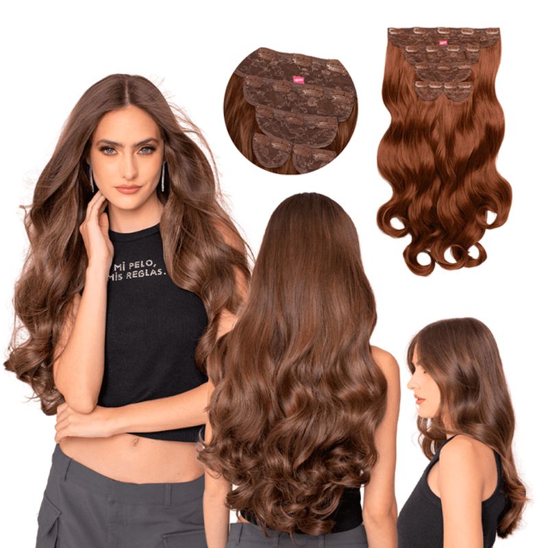 MY DOLL HAIR - Extensión de cabello Mimosa 20 pulgadas - Cobrizo Caoba