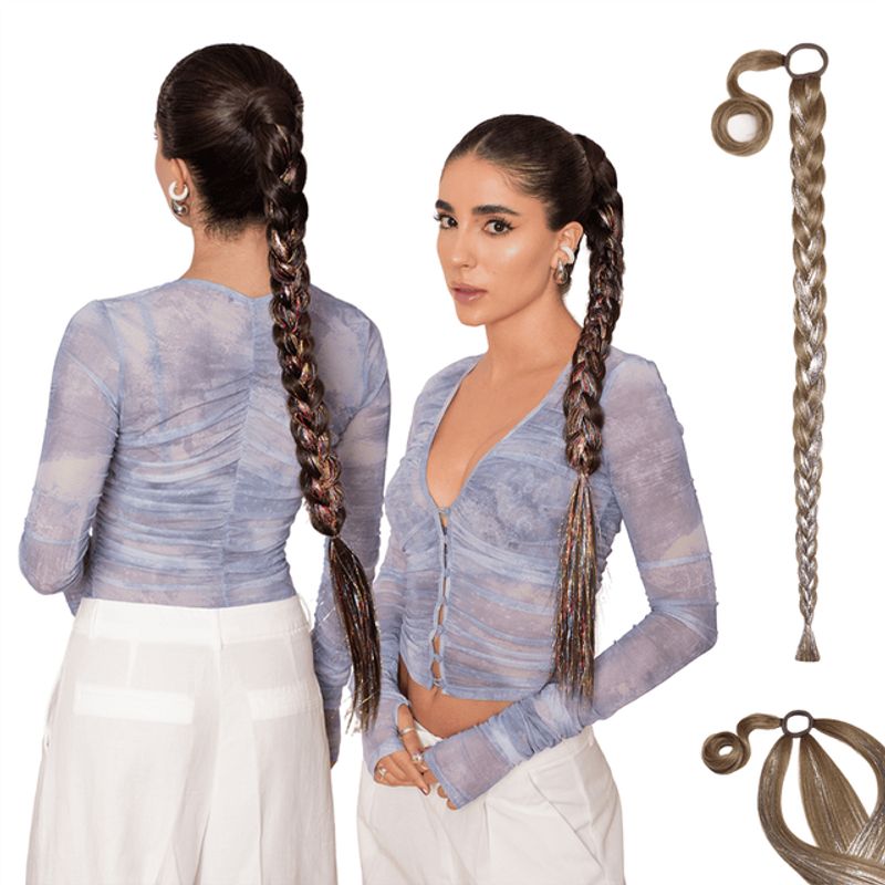 MY DOLL HAIR - Ponytail Trenza ShineBby 34 pulgadas - Rubio Cenizo Galáctico