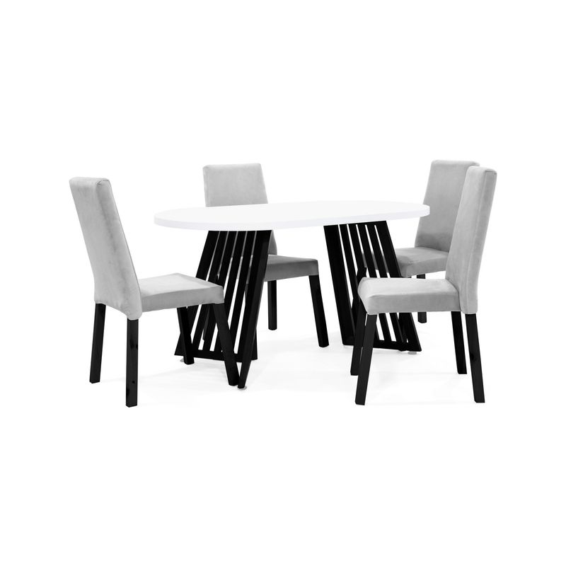 VENECIA - Set de Comedor 4P Wisconsin con Sillas Galicia Plata