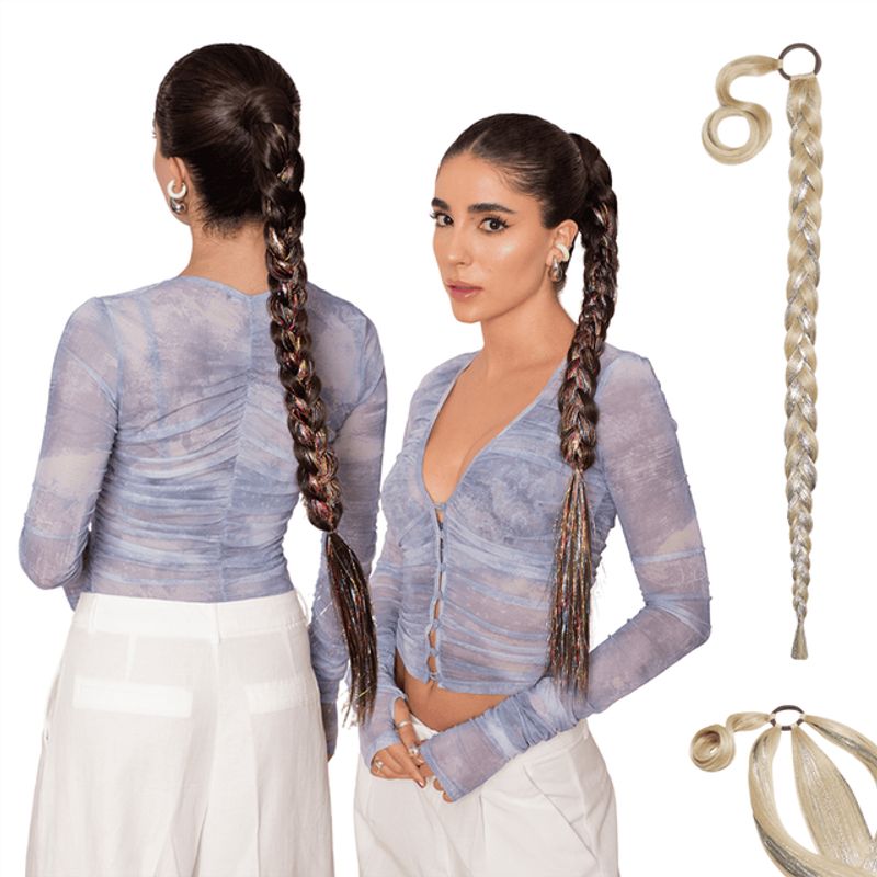 MY DOLL HAIR - Ponytail Trenza ShineBby 34 pulgadas - Rubio Vainilla Galáctico
