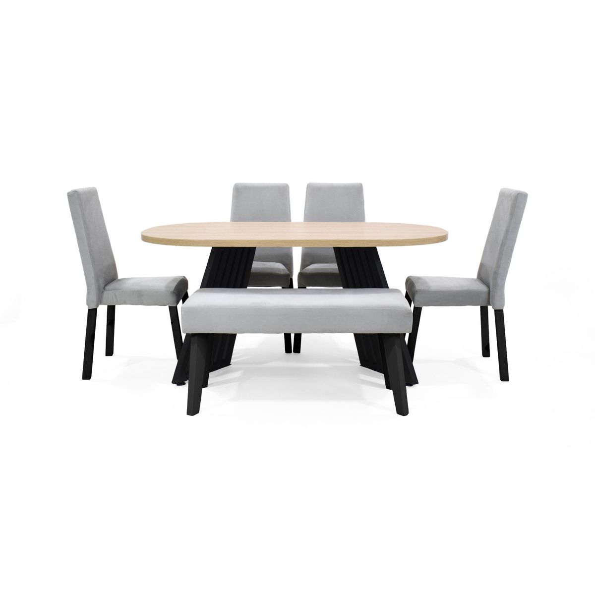 VENECIA - Set Comedor 6P Wisconsin Sillas Galicia y Butaco Plata