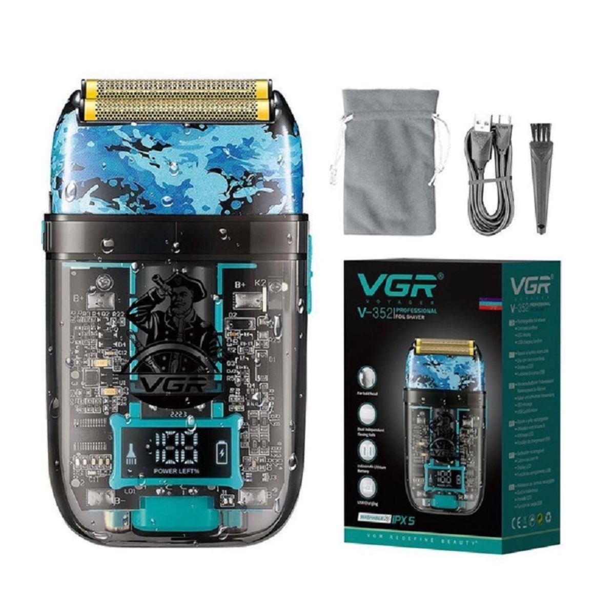VGR - Afeitadora Eléctrica Hombre Shaver Vgr V-352 Rasuradora Usb