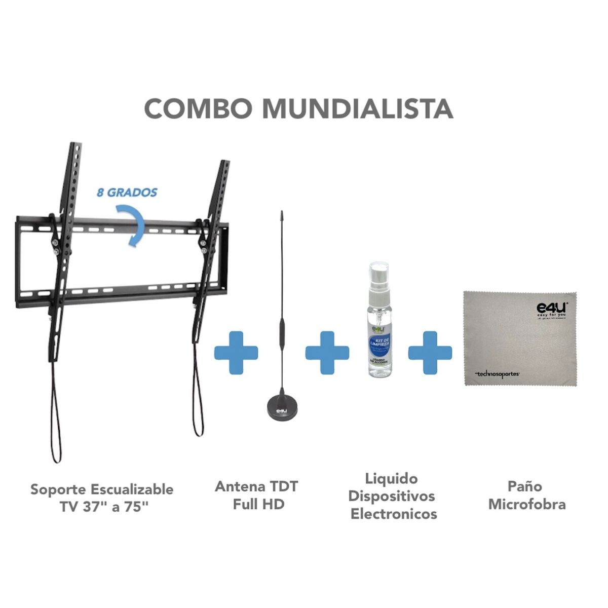 GENERICO - Base Escualizable para TV de 37"a 75 Antena para TDT Kit de limpieza