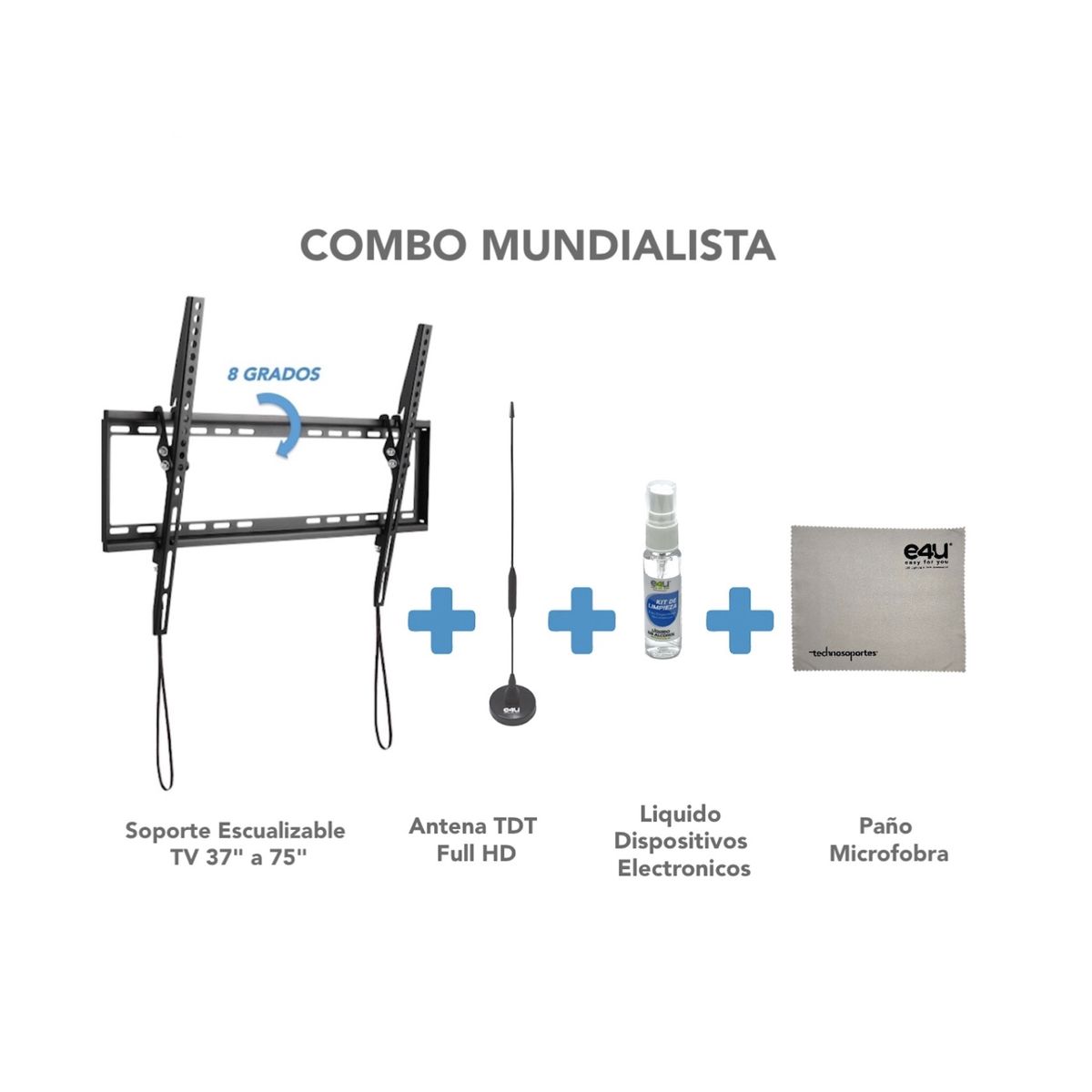 GENERICO - Base Escualizable para TV de 37"a 75 Antena para TDT Kit de limpieza