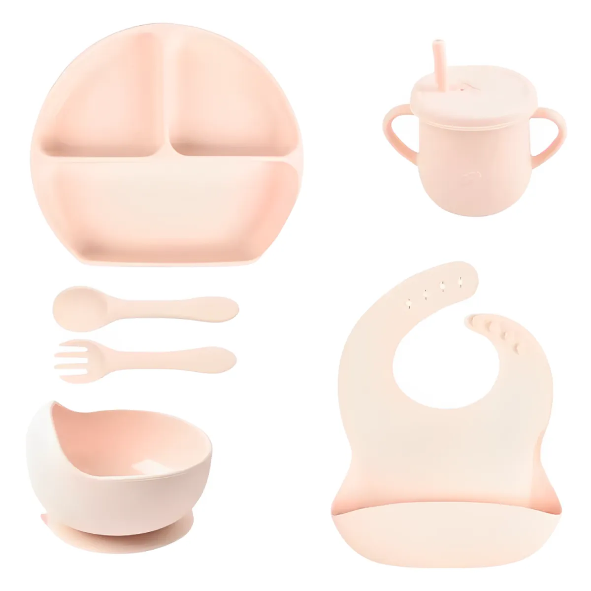 GENERICO - Juego De Vajilla Para Bebes Con Antideslizantes En Silicona