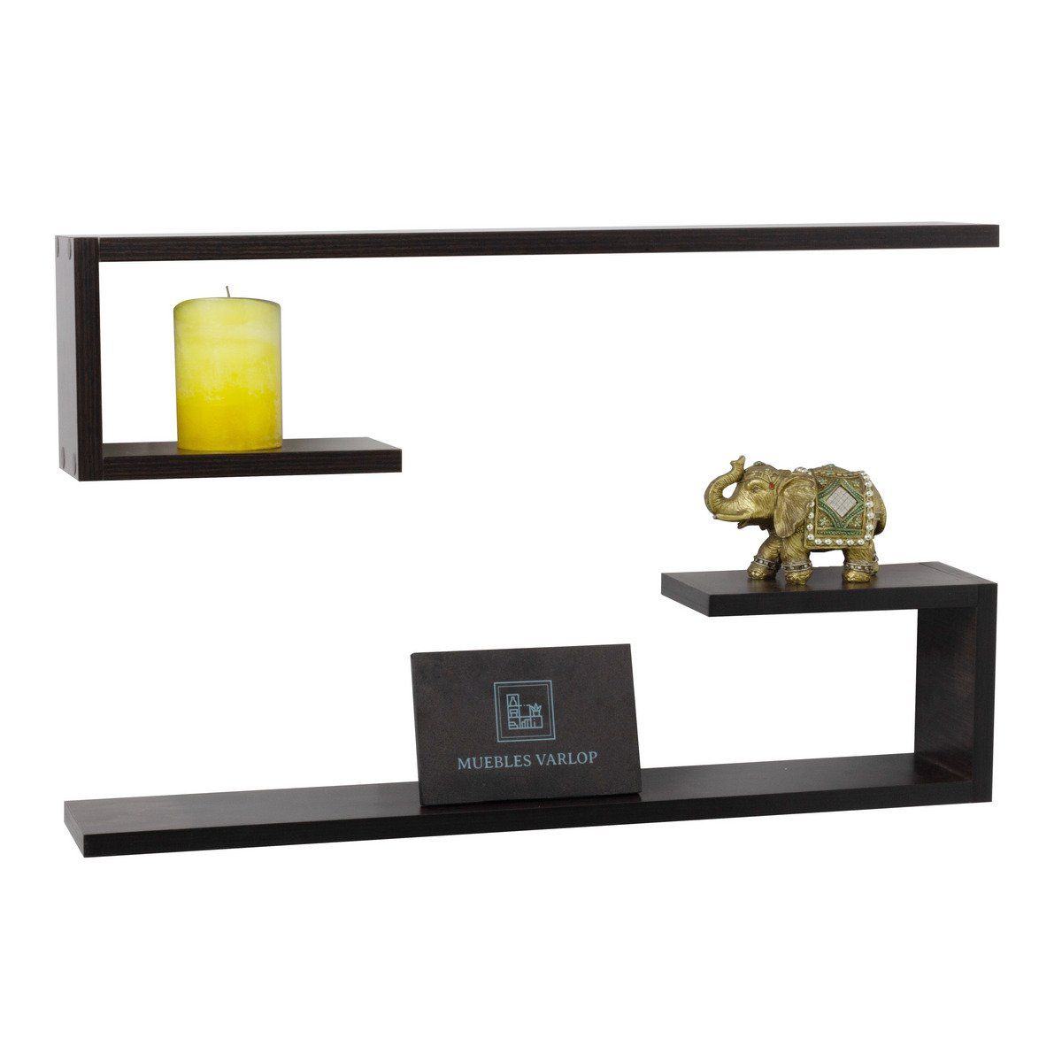 GENERICO - Repisas Flotantes Tipo C Wengue Set X 2 Un Decoracion Moderna