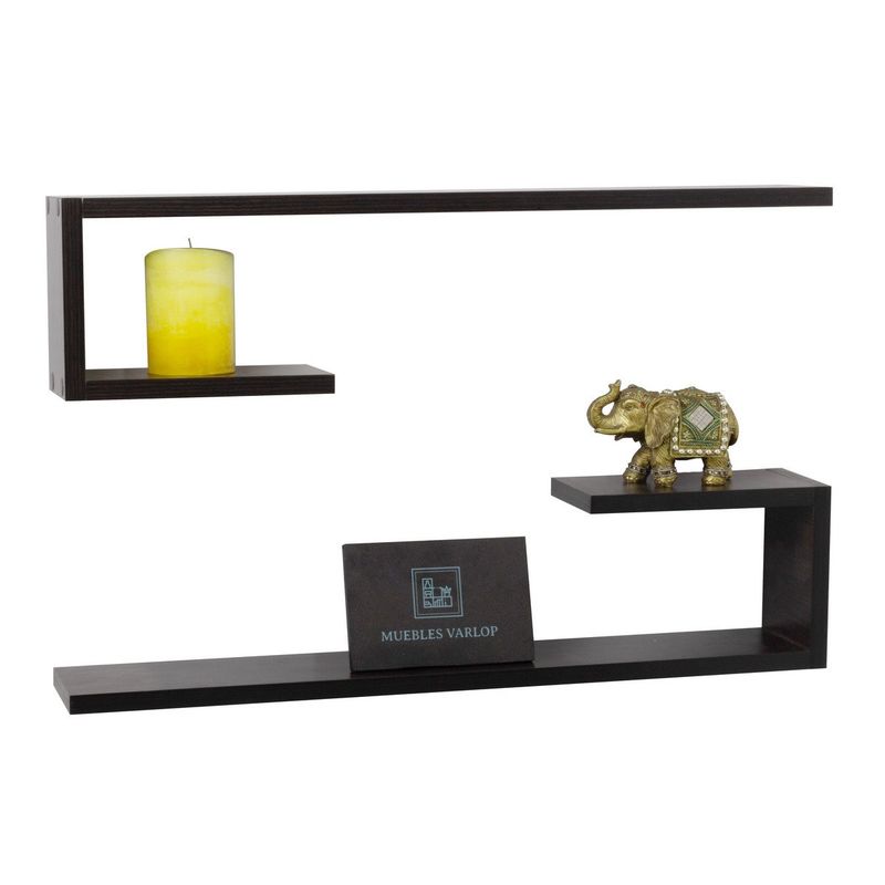 GENERICO - Repisas Flotantes Tipo C Wengue Set X 2 Un Decoracion Moderna
