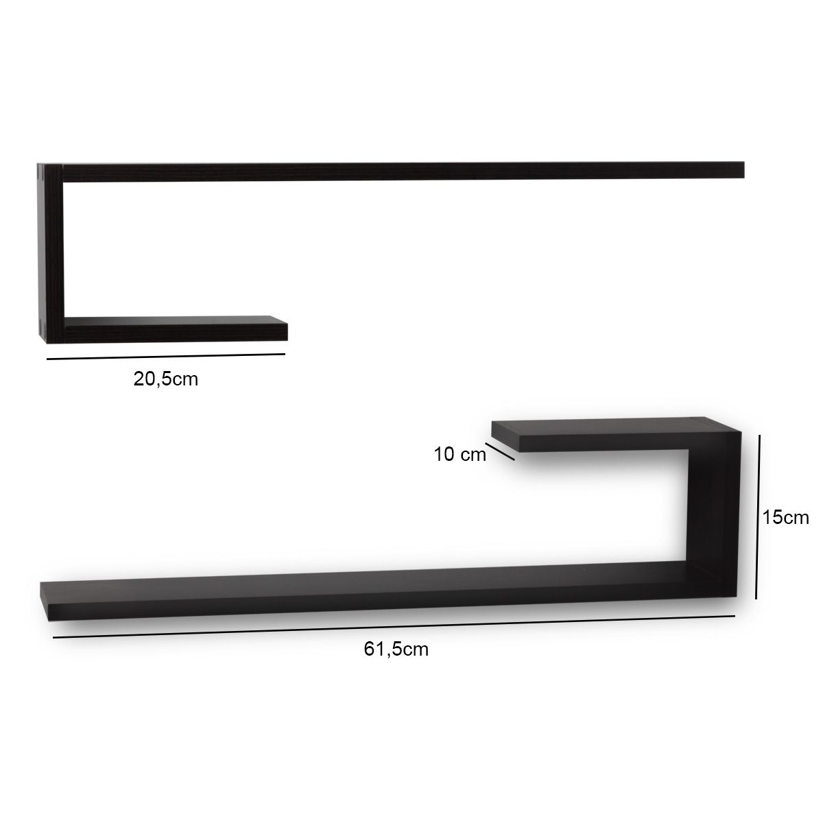 GENERICO - Repisas Flotantes Tipo C Wengue Set X 2 Un Decoracion Moderna