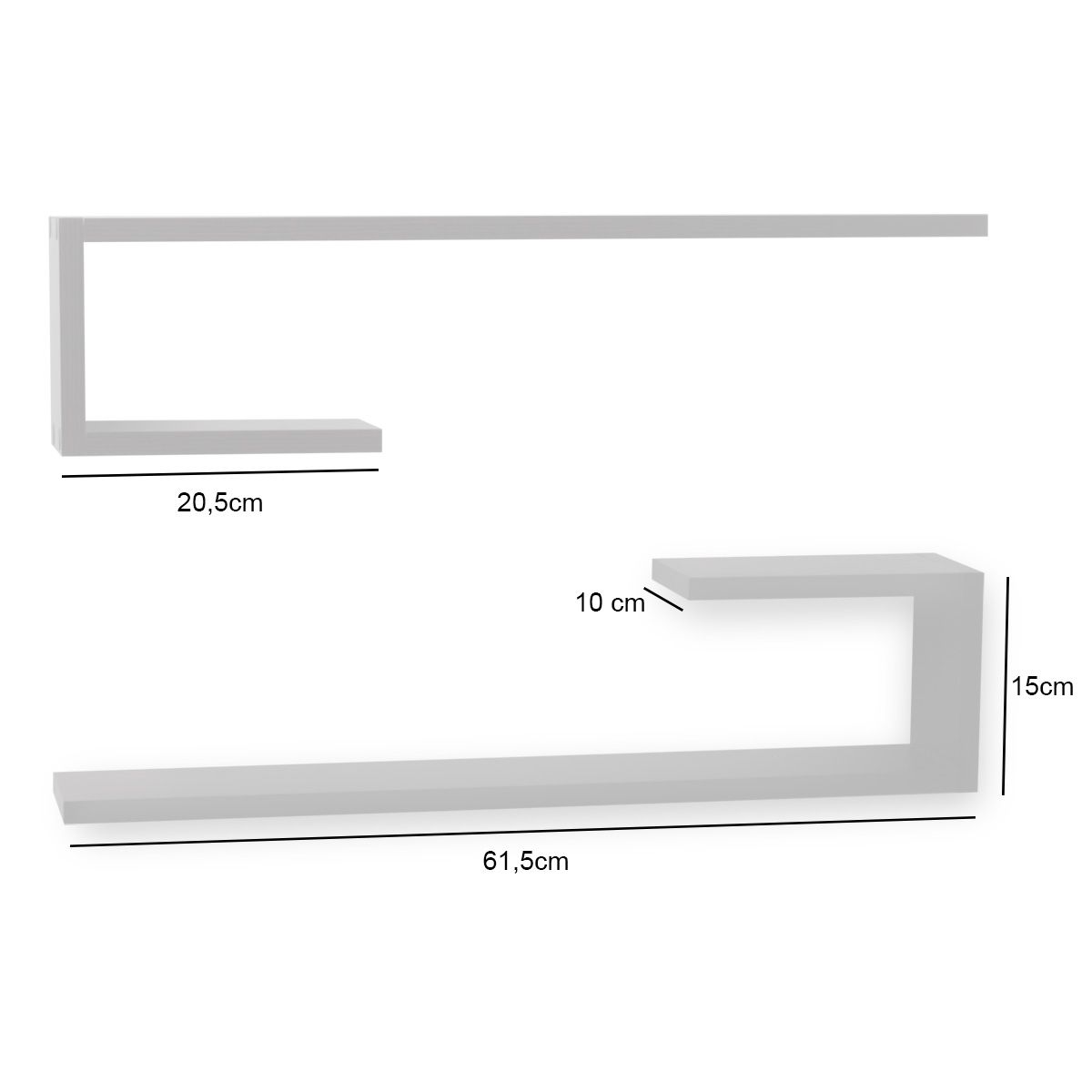 GENERICO - Repisas Flotantes Tipo C Blanco Set X 2 Un Decoracion Moderna